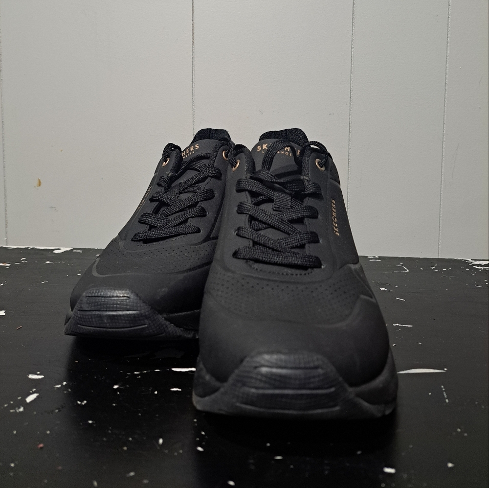 Womens Black And Rose Gold Sketchers Los Angeles Size 9